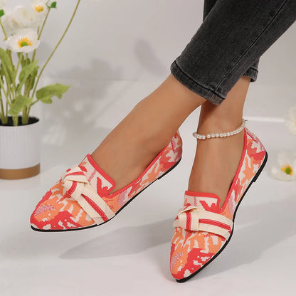 Women's Luxury Loafers Ballet Flats – Pointed Toe Slip-On Shoes with Low Heel, Barefoot Comfort & Butterfly Design