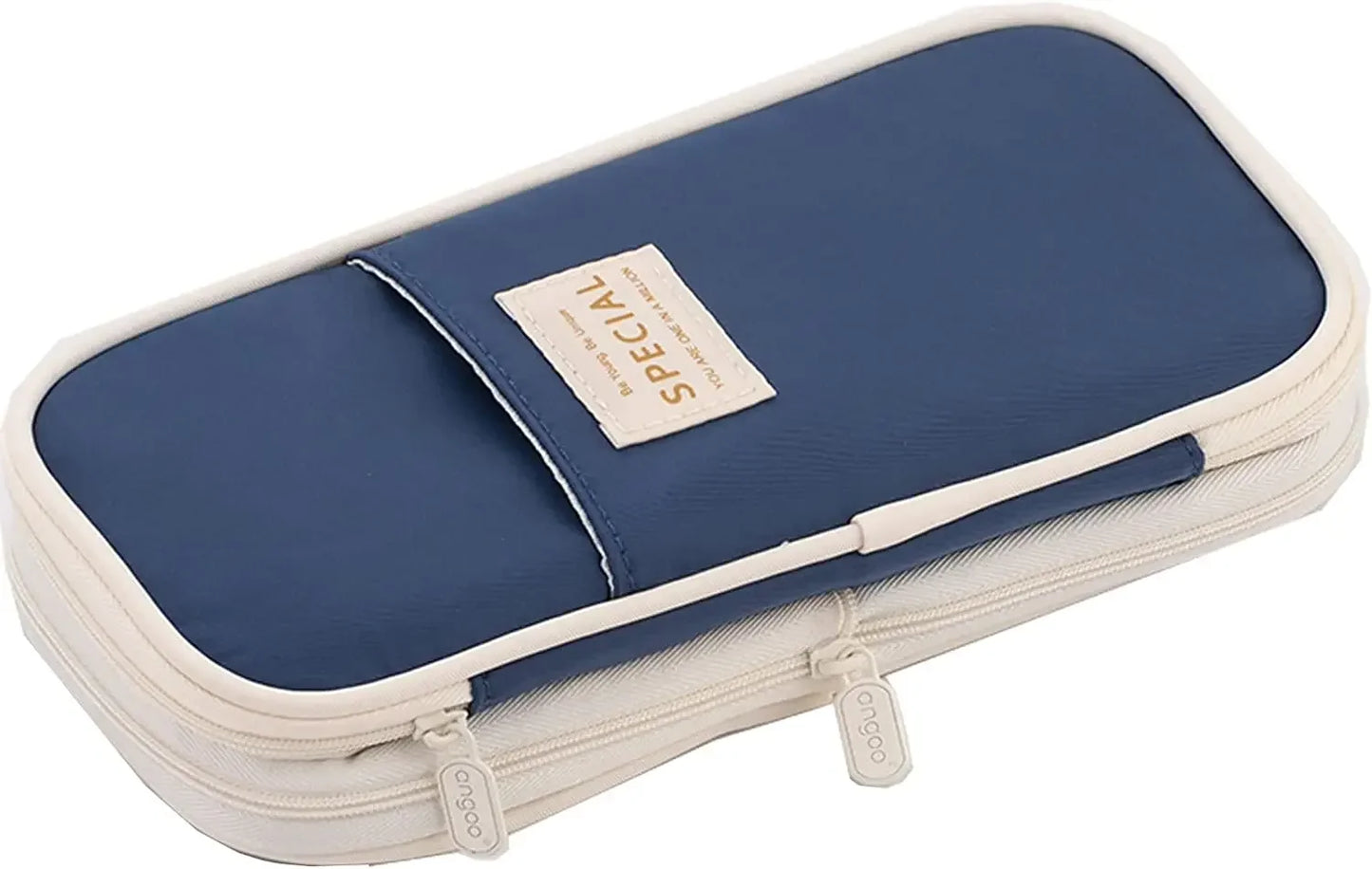 Cute Macaron Canvas Pencil Case - Large Capacity Double-Layer Kawaii School Stationery Pouch for Girls & Kids