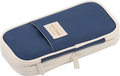 Cute Macaron Canvas Pencil Case - Large Capacity Double-Layer Kawaii School Stationery Pouch for Girls & Kids