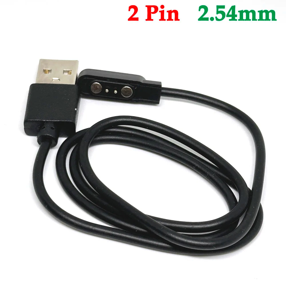 2-Pin Magnetic Pogo Pin USB Charging Cable – Smart Watch Charger for Kids Models Q750S, T88, A20, A20S, TD05 & V6G, USB 2.0 Magnetic Power Cord