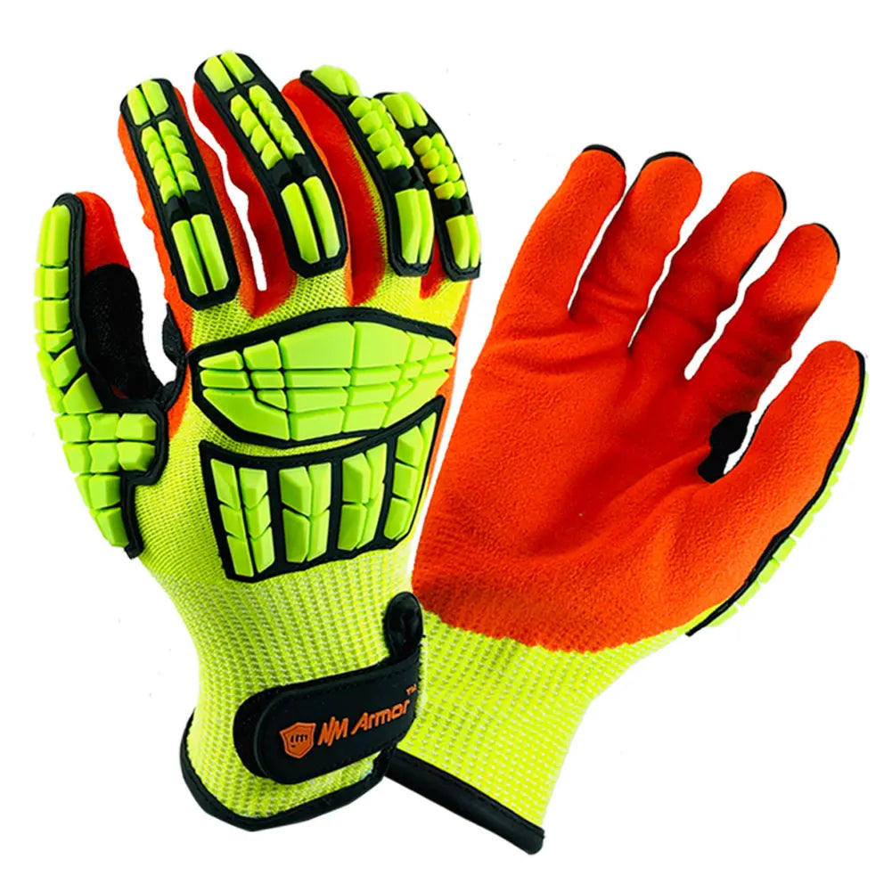 NMSafety Anti-Vibration Work Gloves - Cut-Resistant Oil-Proof Nitrile Dipped Palm Protective Gloves