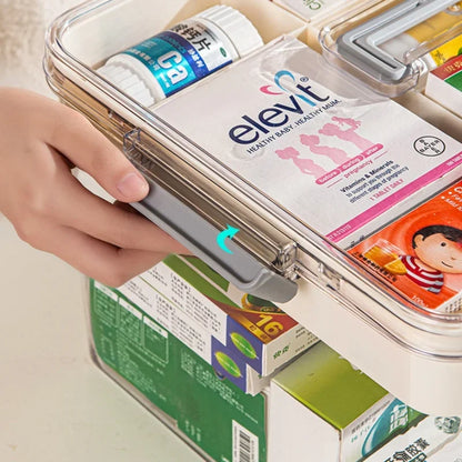 Multi-Layer Home Medicine Box – Large Capacity Transparent Medical Storage Case for First Aid & Medication Organization