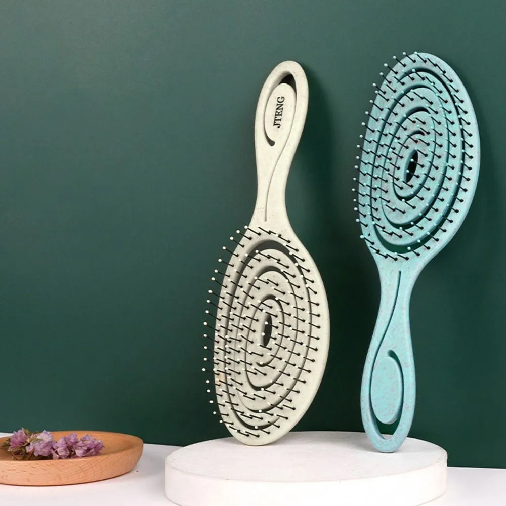 New Elastic Massage Comb - Wet and Dry Hairdressing Hair Brush with Soft Pins, Hollow Out Design, Anti-static - Salon Styling Tool for Stylish Hair