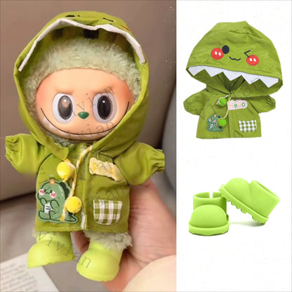 Mini Raincoat & Boots Outfit for Labubu Idol Doll – Doll Clothes & Accessories Gift Set