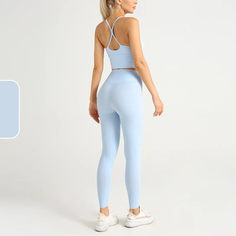 2-Piece Women’s Yoga Tracksuit – Athletic Pilates Fitness Set with Push-Up Sports Bra & Leggings for Gym Workout
