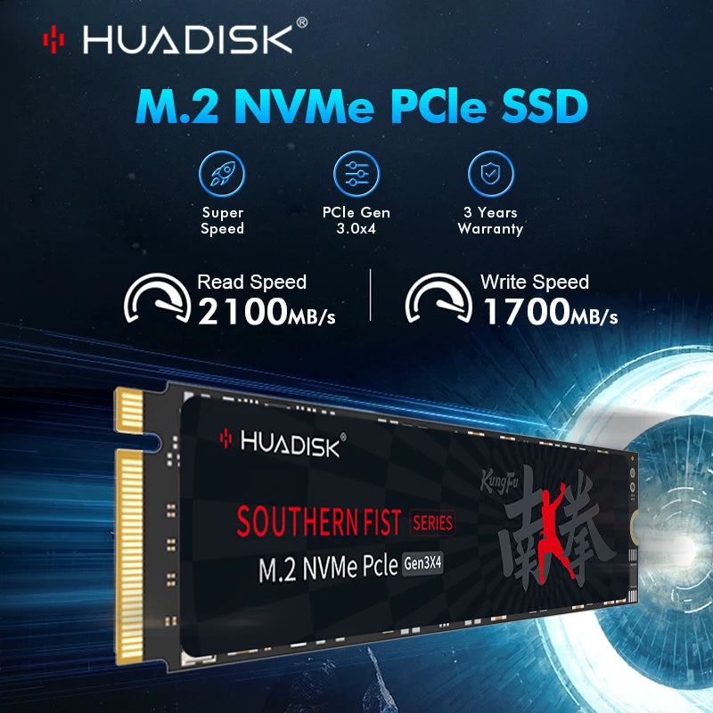 HUADISK NVMe M.2 PCIe Gen3 SSD – 128GB/256GB/512GB/1TB Internal Solid State Drive for Laptop & Desktop Storage Upgrade