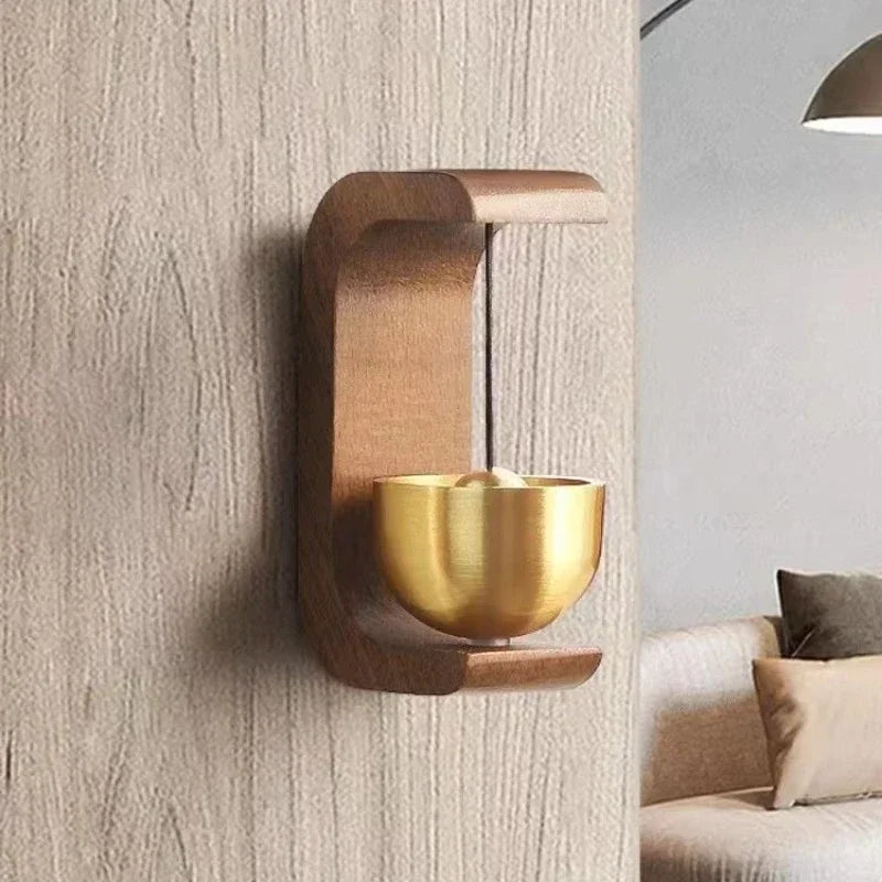 Wooden Wind Chimes Wireless Doorbell - Decorative Hanging Wind Bell for Home Entrance & Opening Decorations