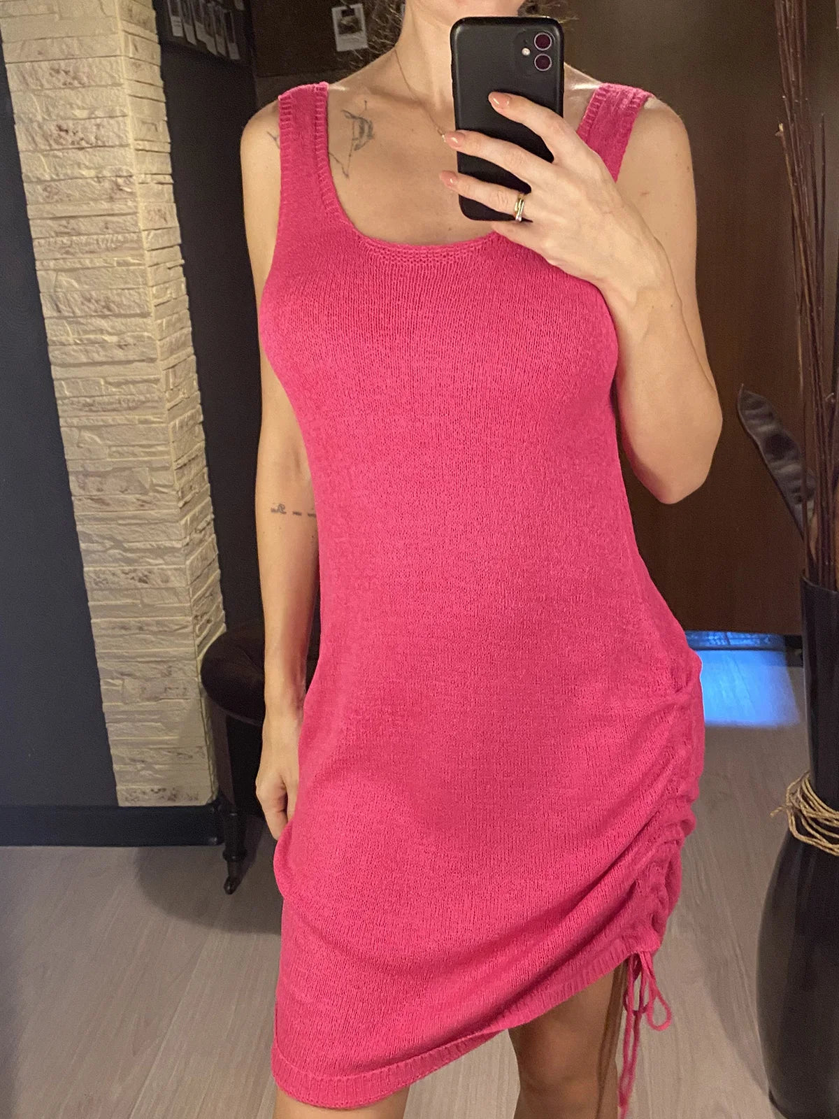Women's Crochet Knit Beach Cover Up Dress – Backless Lace-Up Tunic Beachwear 20 Colors Summer Swimsuit Cover-Up