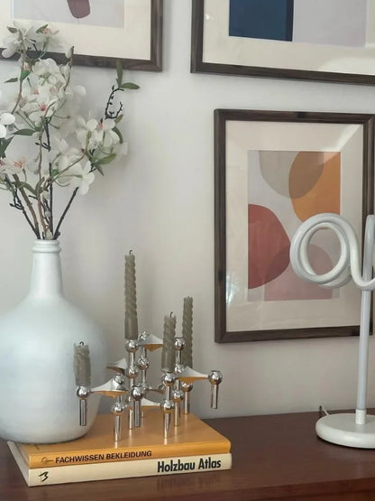Metal Molecular Structure Candle Holder – Nordic Silver Candelabra Centerpiece for Living Room Decor & Gift