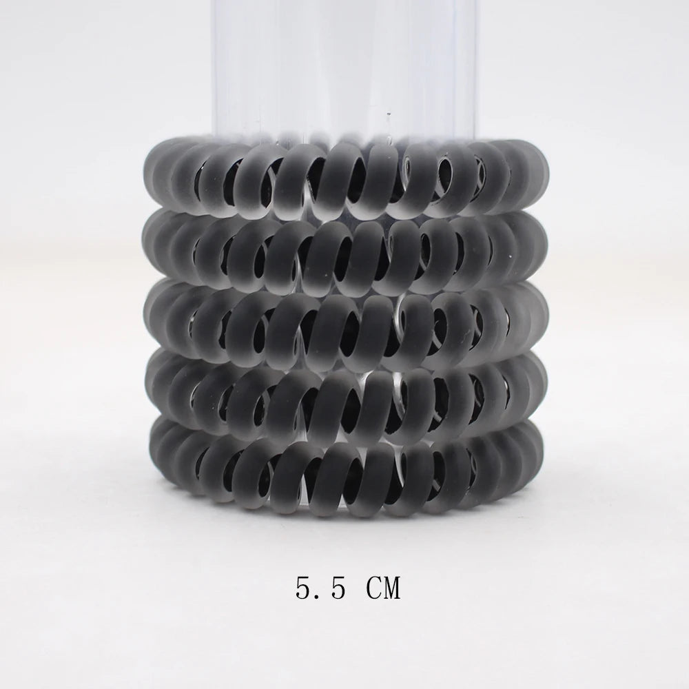 5Pcs Matte Spiral Hair Bands - Fashion Telephone Wire Elastic Hair Ties Stretchable Cord Rubber Bands for Women & Girls