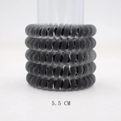 5Pcs Matte Spiral Hair Bands - Fashion Telephone Wire Elastic Hair Ties Stretchable Cord Rubber Bands for Women & Girls