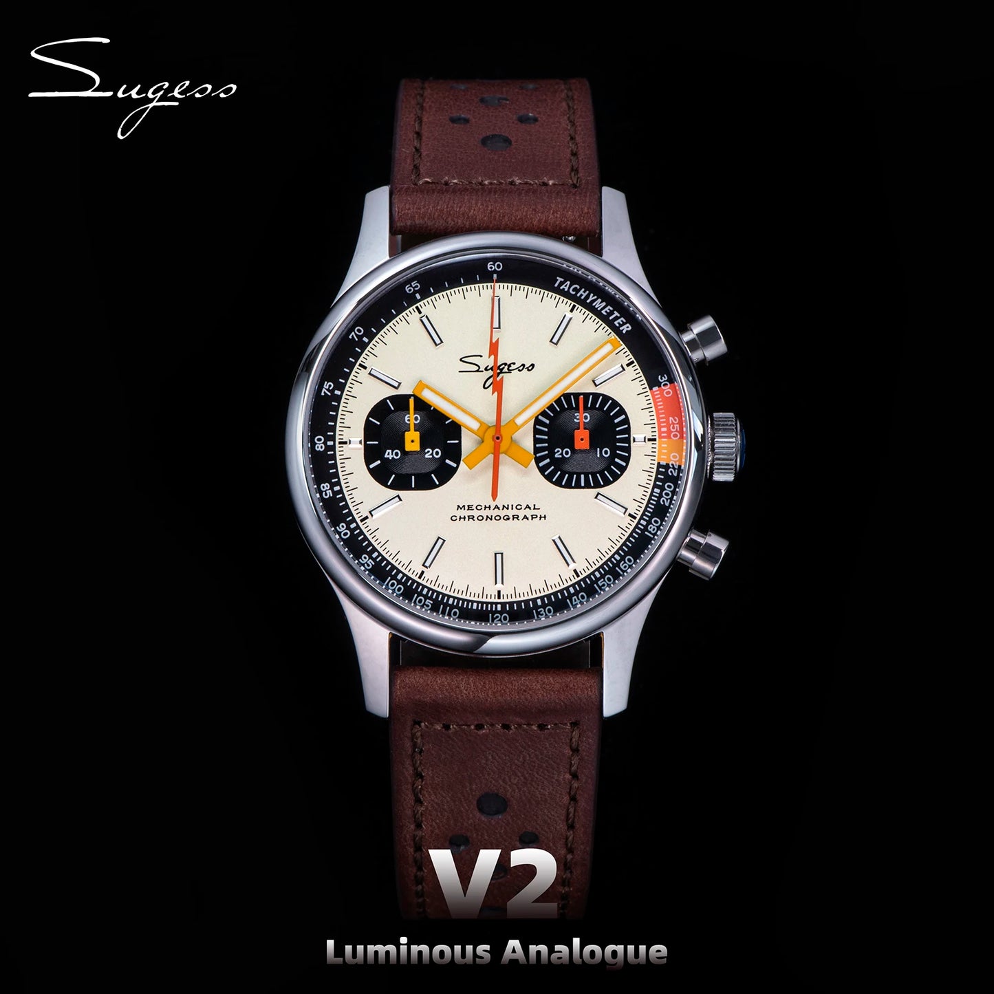 Sugess Men’s Chronograph Mechanical Watch — Tianjin ST19 Swanneck Movement, Sapphire Crystal Pilot Wristwatch, V2 Gift Edition