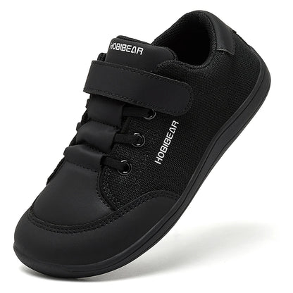 HOBIBEAR Kids Barefoot Shoes – Wide Toe Minimalist Sneakers for Boys & Girls, Lightweight Hook Loop, Mesh & Artificial Leather