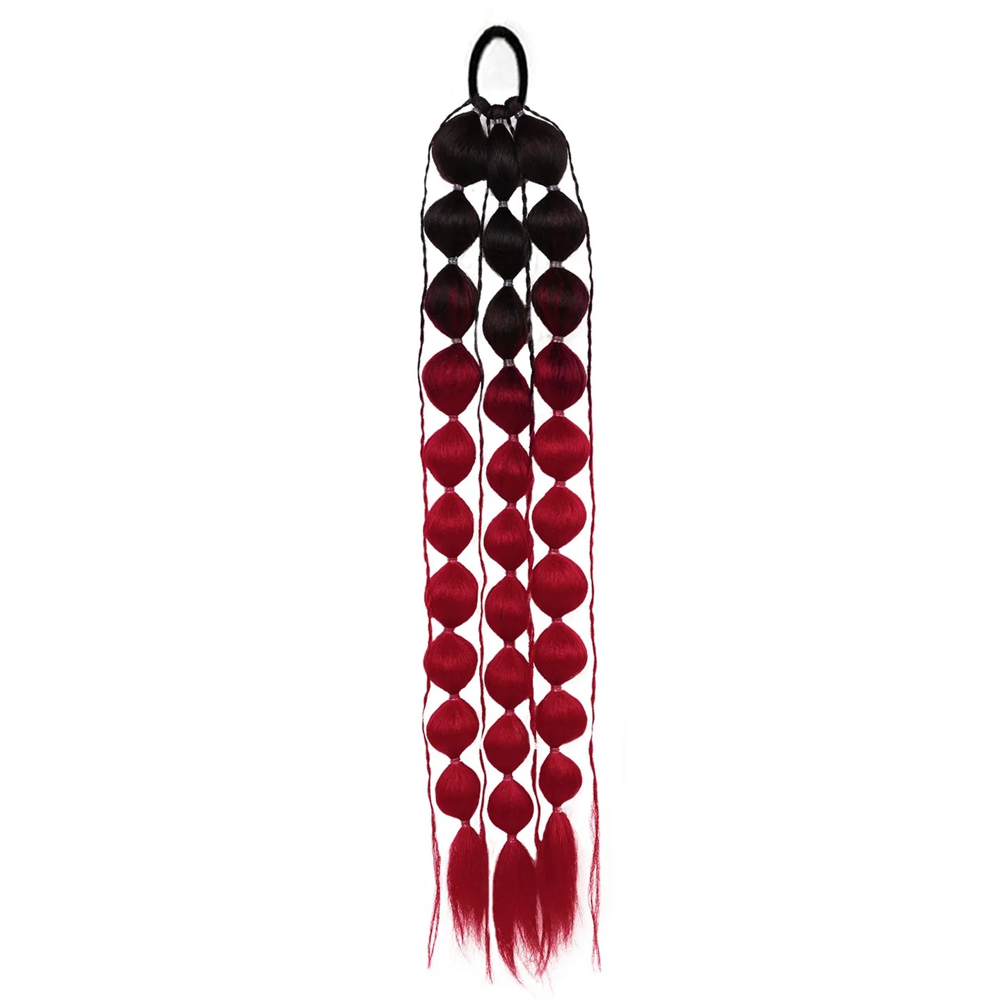 Colorful Bubble Braid Ponytail Extension – Long Lantern Braided Synthetic Hairpiece with Tie