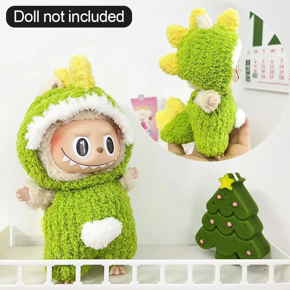 17cm Labubu Doll Clothes — DIY Accessories Heartbeat Long-Eared Furry Rabbit Costume | Cartoon Dress-Up Outfit