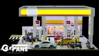 GFans 1:64 Scale Diorama Car Garage Model – LED Lighted Parking Lot DIY City Set for Collection & Display Gifts