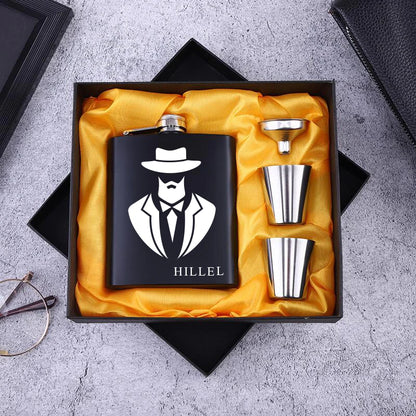 Personalized 6oz Stainless Steel Hip Flask – Engraved Gift for Best Man, Groom, Wedding with Custom Logo & Gift Box