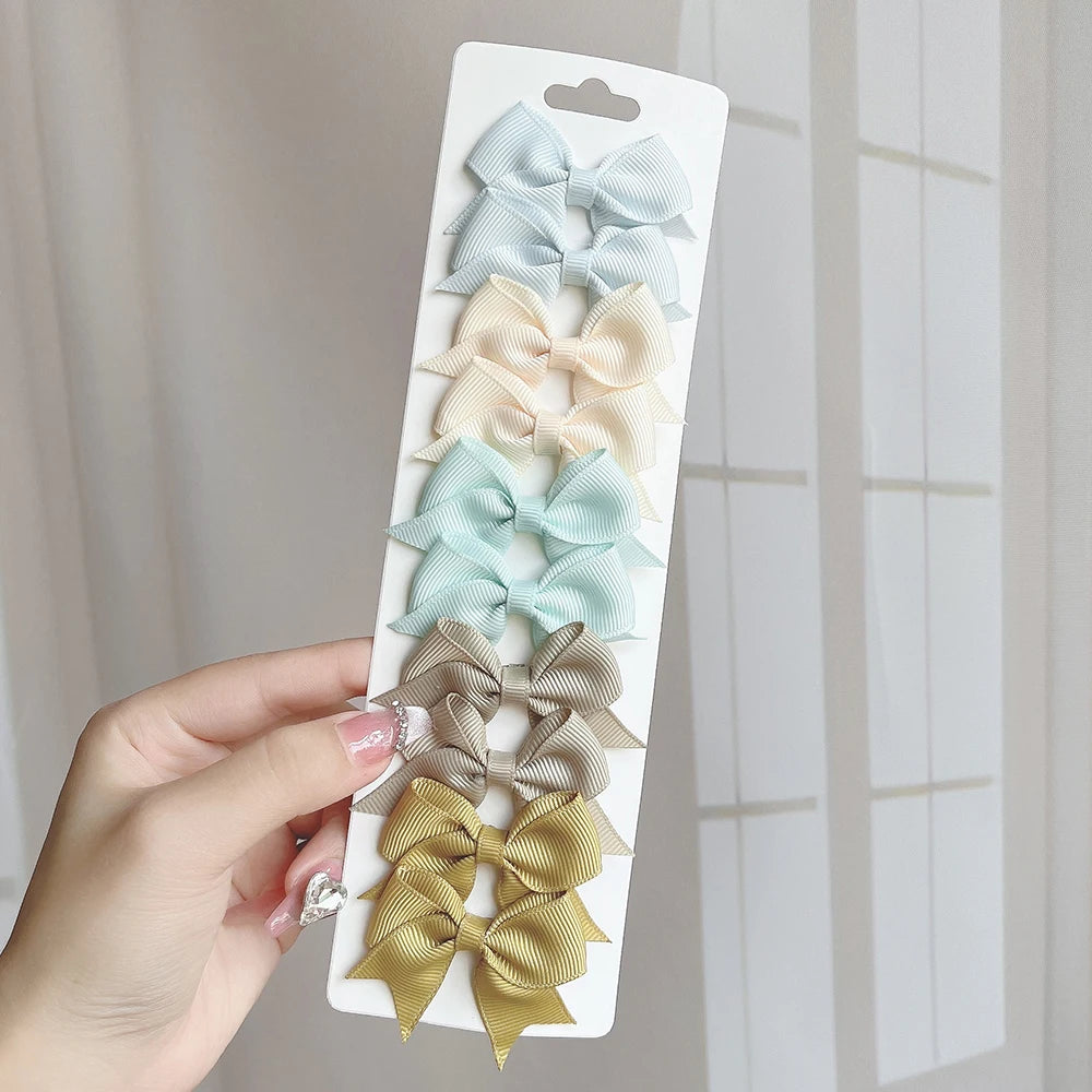 10pcs Kids Bow Hair Clips - Handmade Ribbon Bowknot Barrettes for Baby Girls Hair Accessories