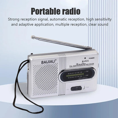 BC-R21 Mini AM/FM Radio — Battery-Operated Portable Receiver with Best Reception for Home, Running & Walking