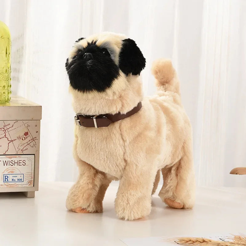 Simulation Electric Pet Dog Toy - Voice Control, Walking & Nodding Plush Robot with Music for Kids