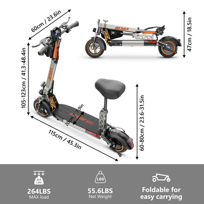 VIPCOO VS1 Electric Scooter – 700W Motor, 48V 13AH Battery, Portable Folding with 10” Off-Road Air Tires