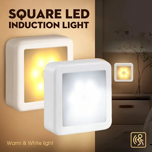 Smart LED Motion Sensor Night Light – Battery-Powered Wall-Mounted Warm & White Light for Bedroom & Corridor