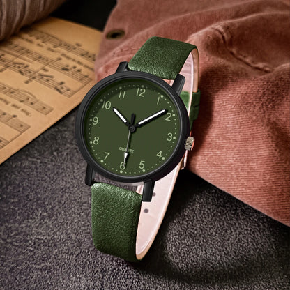 Vintage Women’s Quartz Watch – Leather Strap Wristwatch, Elegant Ladies Watch Gift