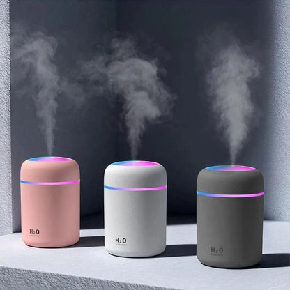 Portable Mini USB Air Humidifier 300ml - Aroma Diffuser with Cool Mist for Bedroom, Home, Car, Plants, and Purification