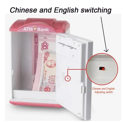 Cartoon Fingerprint Automatic Bank for Kids - Electric ATM Cash Roll Safe Deposit Box - Ideal Christmas Gift for Boys and Girls