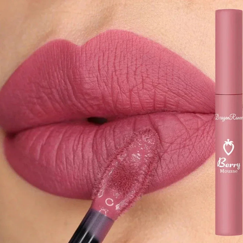 Nude Matte Lip Gloss - 12 Colors Long-Lasting Velvet Waterproof Non-Fade Non-Stick Lipstick for Women’s Makeup