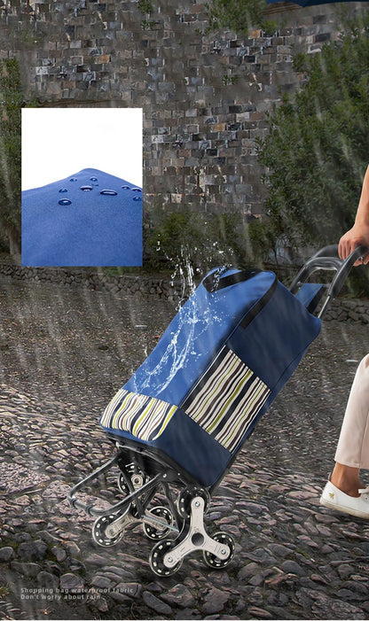 Lightweight Folding Grocery Shopping Trolley – Hand-Pull Stairs Climbing Cart for Household & Outdoor Travel