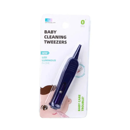 Baby Safety Cleaning Tweezers with LED Light – Infant Nose, Ear & Navel Care Tool, Soft Tip Precision Hygiene Forceps for Babies & Kids