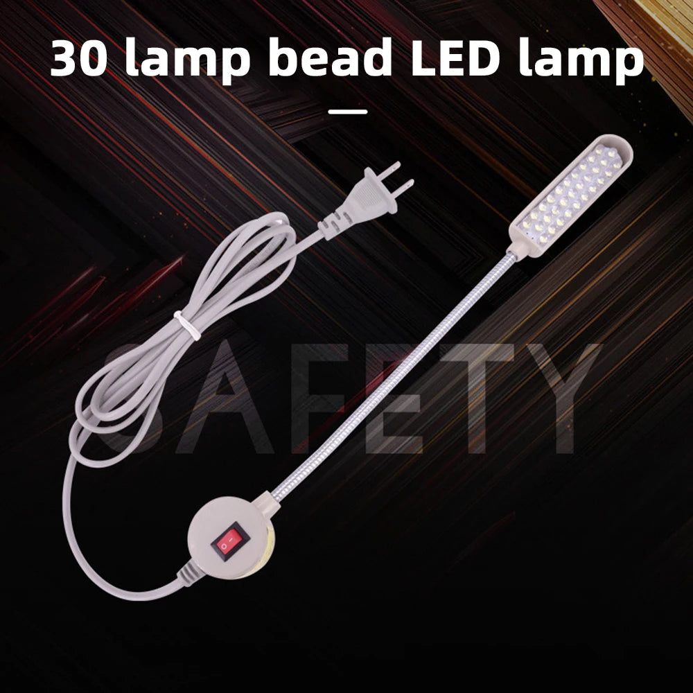 30 LED Industrial Sewing Machine Light - 360° Flexible Gooseneck Work Lamp for Sewing & Clothing Machines