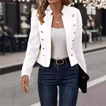 2024 Women's Double-Breasted Suit Jacket – Thin, Solid Color, Versatile Fashion for Autumn & Winter