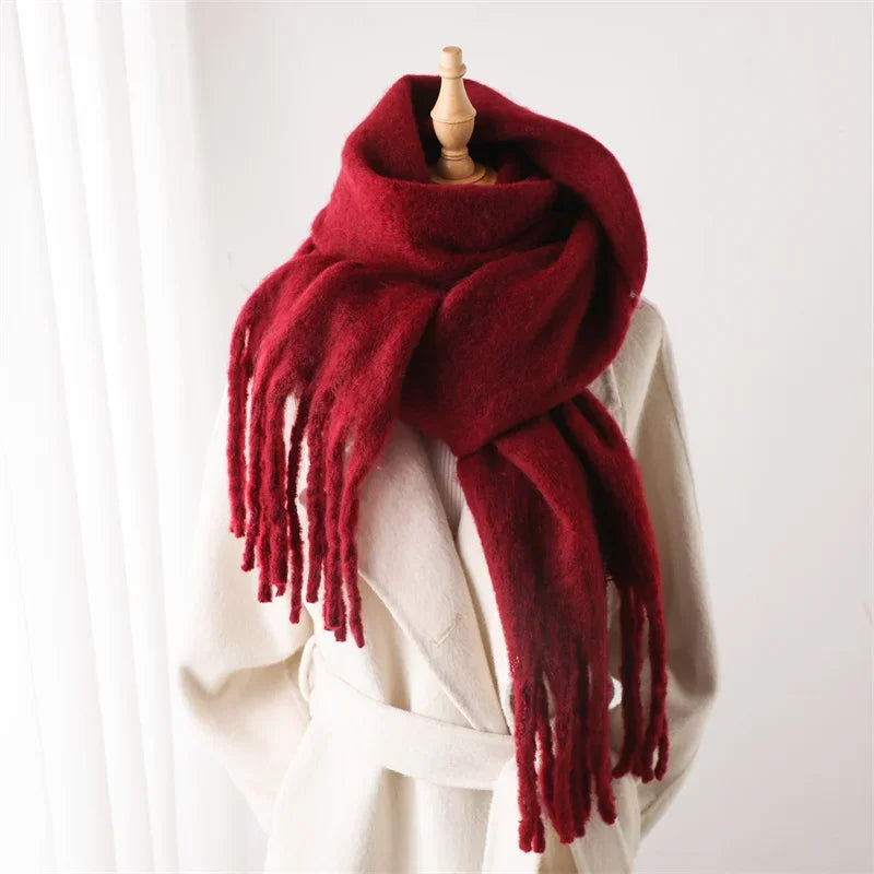 Women’s Winter Cashmere Scarf – Thick Soft Pashmina Shawl with Tassels, Warm Blanket Wrap & Long Poncho Echarpe