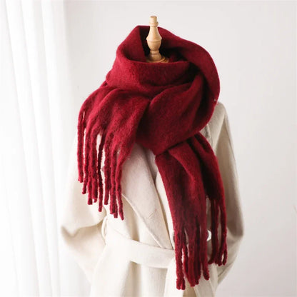 Women’s Winter Cashmere Scarf – Thick Soft Pashmina Shawl with Tassels, Warm Blanket Wrap & Long Poncho Echarpe