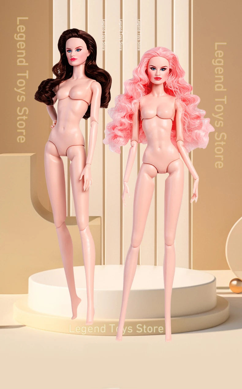 32cm BJD European Fashion Doll — 1/6 Pink Body & Hair with Cute Gown, Daily Outfit DIY Toy for Girls Birthday Gift