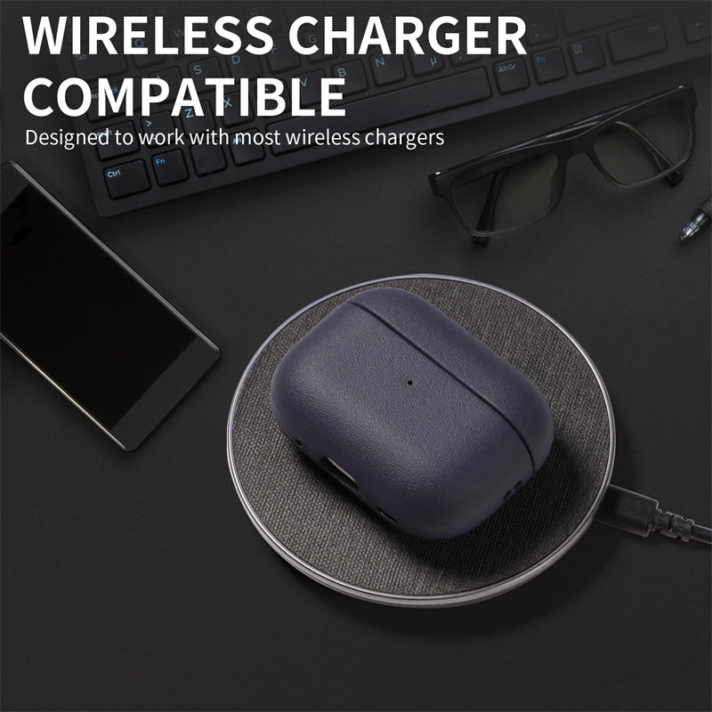 Leather Grain Case for AirPods Pro 2, AirPods 3 & 4 — Protective Cover for Apple Bluetooth Earphones