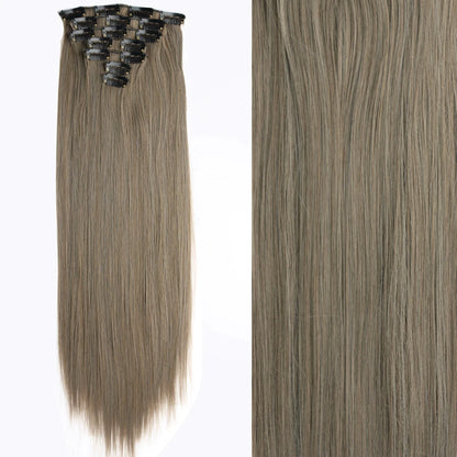 Women’s 7Pcs Hair Extensions with 16 Clips – Natural Black Straight Ombre Hairpiece