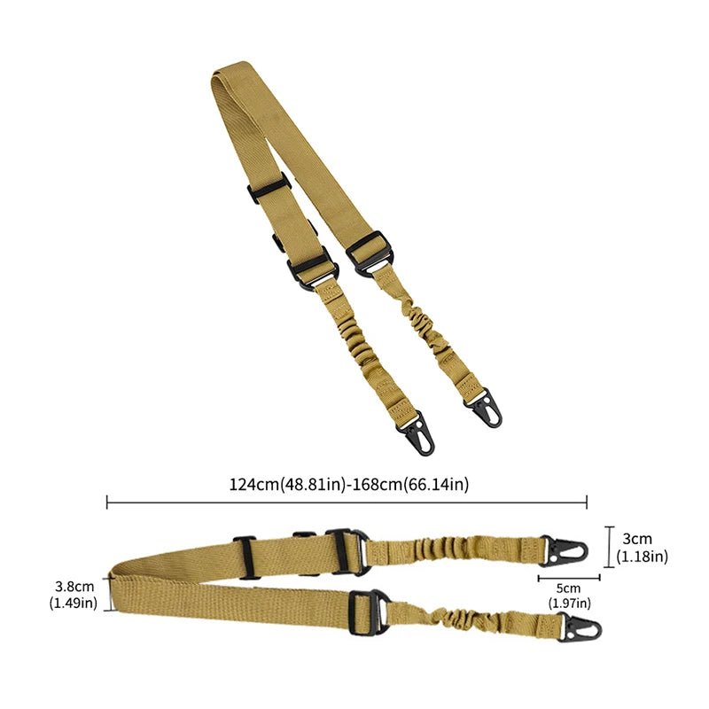 Durable Nylon Rifle Belt - Heavy Duty Tactical Two-Point Sling, Bungee Shoulder Strap for Outdoor Hunting Sports