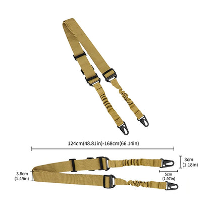 Durable Nylon Rifle Belt - Heavy Duty Tactical Two-Point Sling, Bungee Shoulder Strap for Outdoor Hunting Sports