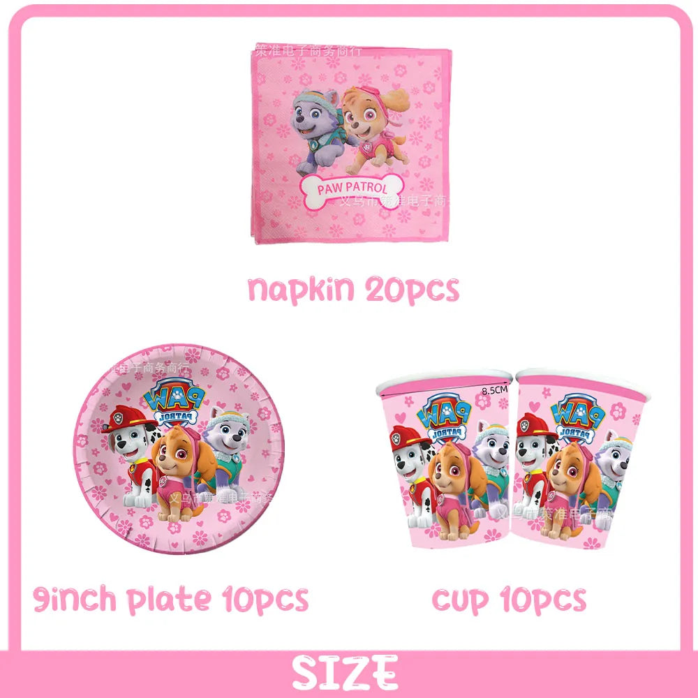 PAW Patrol Skye Pink Birthday Party Decorations Set – Foil Balloon Backdrop, Disposable Tableware & Baby Shower Supplies for Girls Kids Gifts
