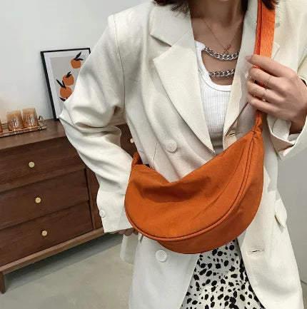 Upgraded Women's Messenger Bag – Simple Design Nylon Hobo, Small Vintage Shoulder Purse & Cloth Handbag