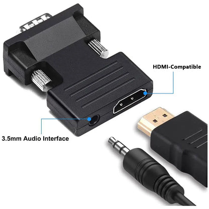 HDMI to VGA Converter Adapter - 1080P Video Audio Adapter with 3.5mm Jack for PC Laptop HDTV Projector