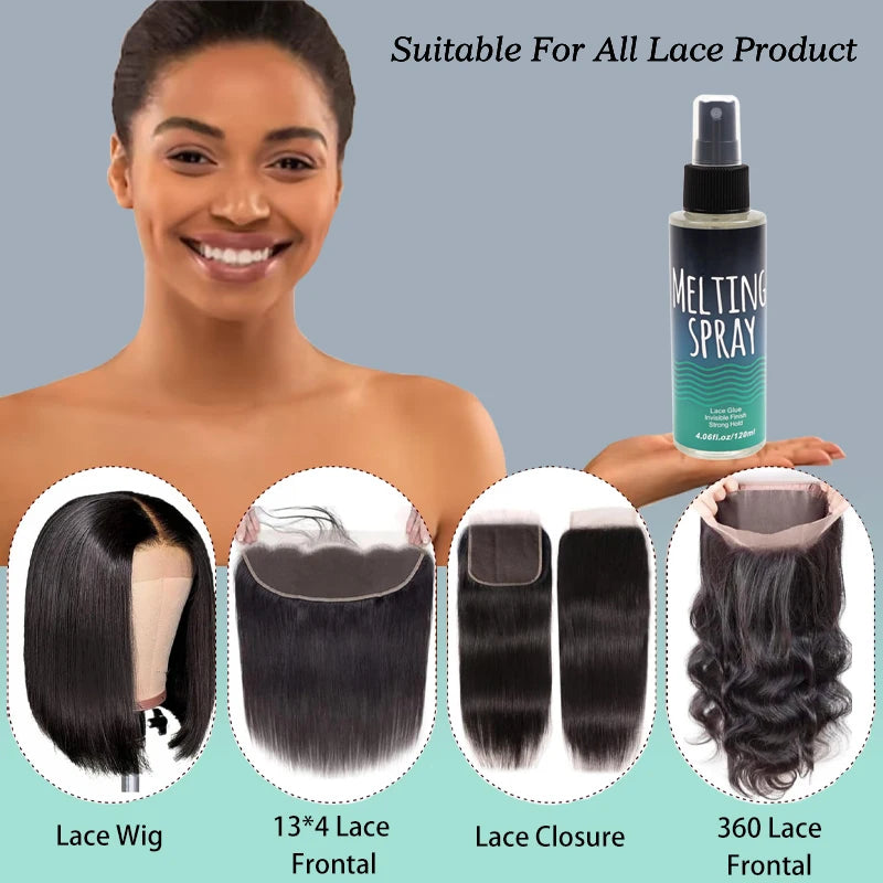 120ml Lace Melting Spray – Seamless Finish Glue, Invisible Hair Adhesive for Lace Wigs, Strong Hold