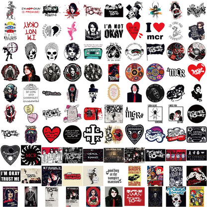 100-Piece My Chemical Romance Sticker Set - Waterproof Vinyl Decals for Laptops, Phones, Guitars, and Luggage