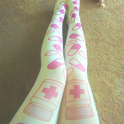 Y2K Letter Print Stockings - Vintage Harajuku Punk Long Socks for Women