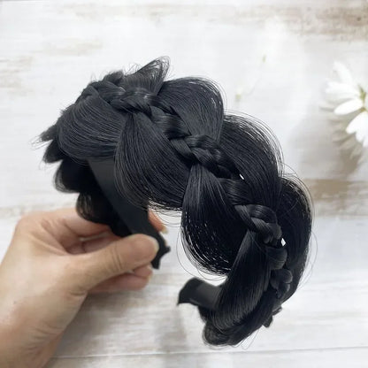 1pc Handmade Retro Wig Twist Headband for Women - Wide Fishbone Braids Hairband - Styling Headwear Accessory