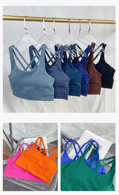 Women’s Sexy Crossback Yoga Sports Bra — Breathable, Quick-Dry, Shockproof Fitness & Running Bra
