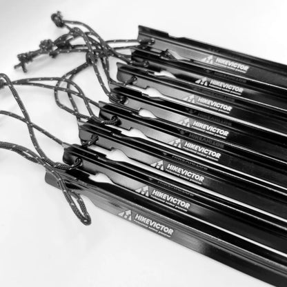 HIKEVICTOR 10Pcs 18cm Aluminum Alloy Tent Pegs | Camping Accessories with Hammer | Wind Rope Nail Storage Case | Travel Essential